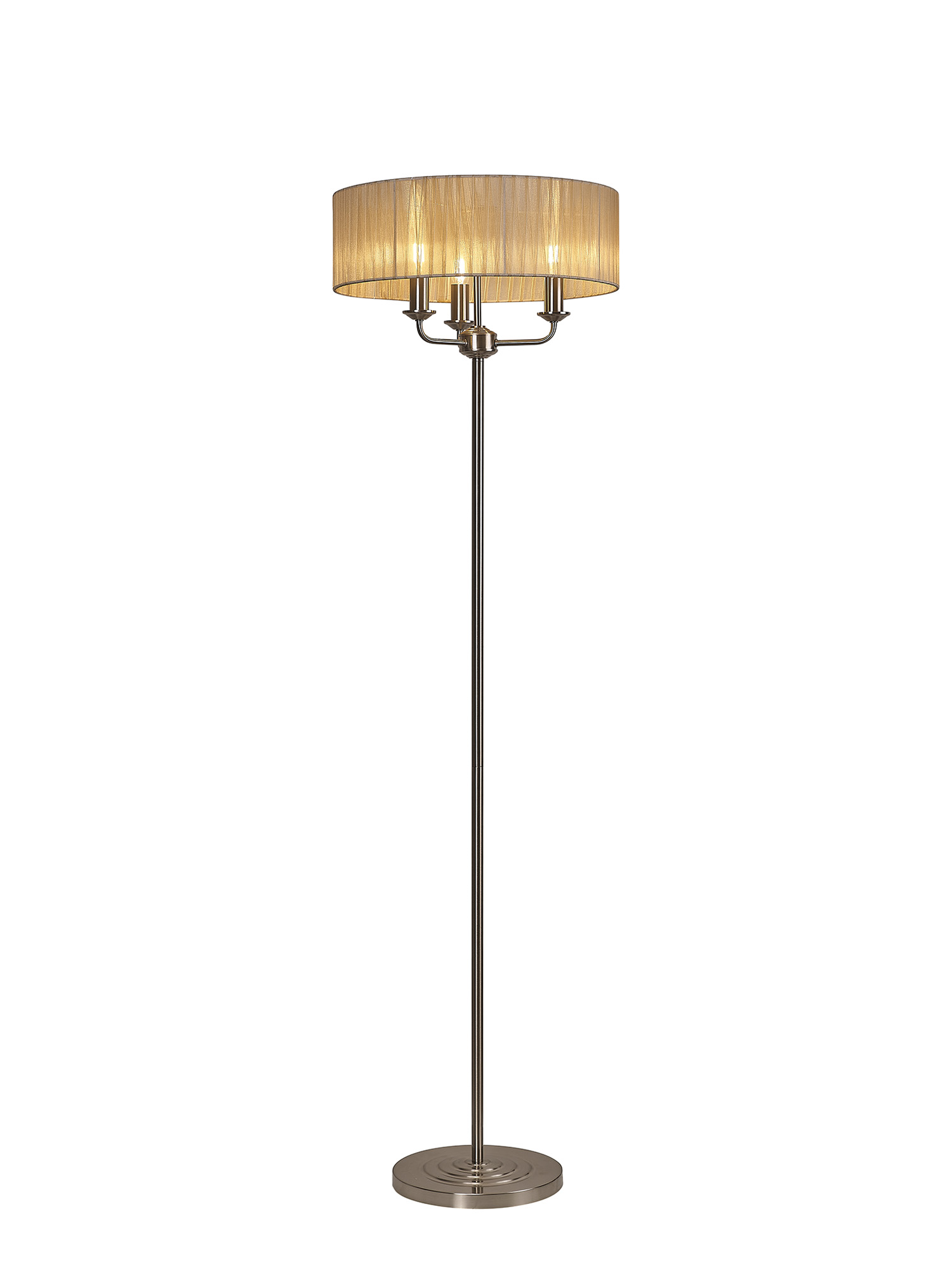 DK0929  Banyan 45cm 3 Light Floor Lamp Satin Nickel; Soft Bronze
